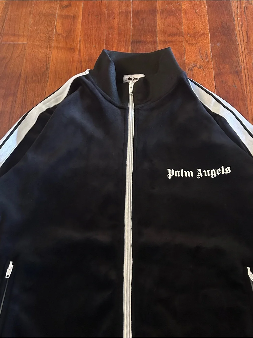Palm Angels Streetwear Black White Stripes Classic Logo Zip Up Track Jacket M
